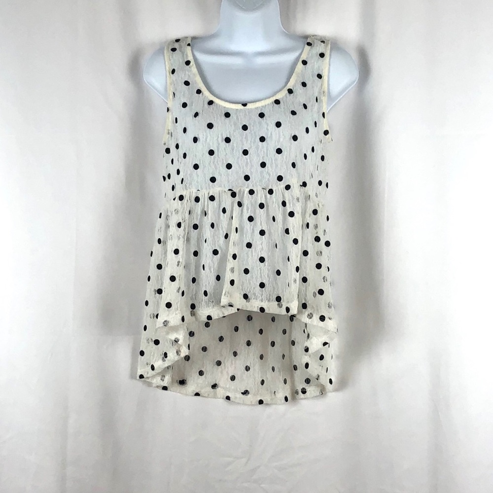 Lovely sheer lace high low sleeveless top S